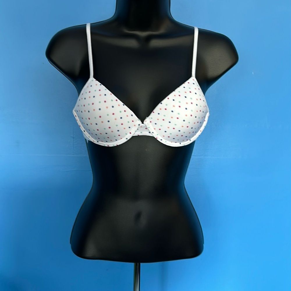 Hanes Women’s Bras Lot 2-Pack Size 36A White + Polka Dot Lightly Lined